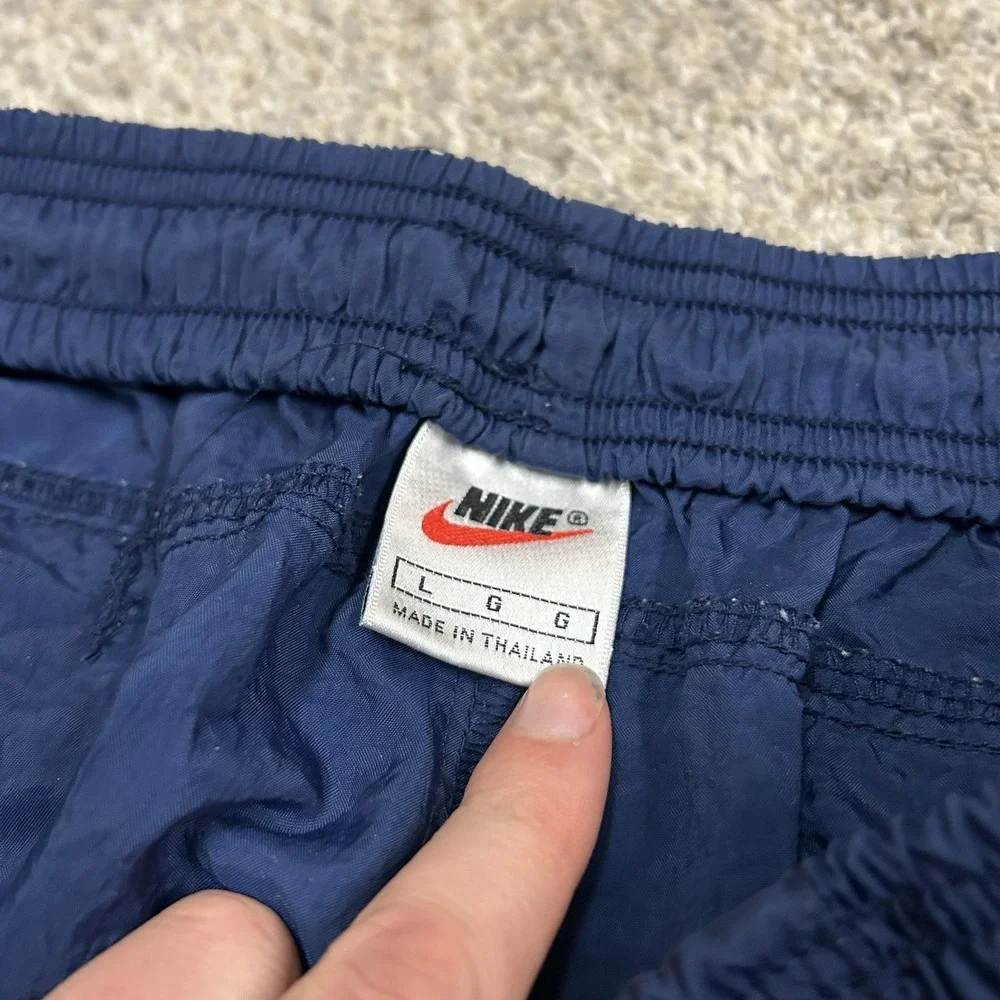 Vintage Nike Track Pants Mens Large Nylon Baggy Navy Blue 32